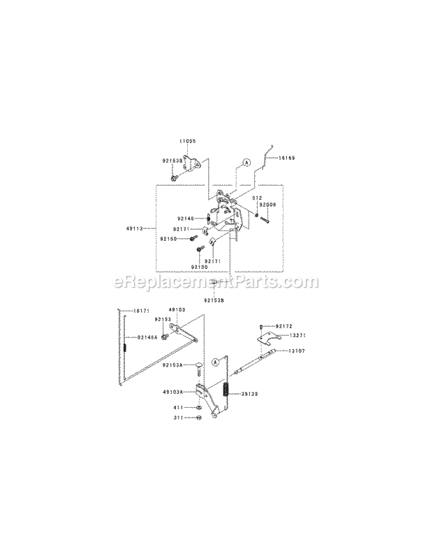 Kawasaki Fx850-S11 Control Equipment Diagram and Parts List for S6031-KW 53DI8DU6050-31HP Cub Cadet Lawn Tractor
